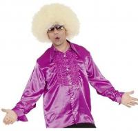 O7246-56 lila Herren Rüschenhemd Discohemd Gr.56