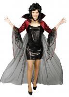 K352912-36-38 Damen Bolero Bordeaux mit Umhang Hexe Gr.36-38