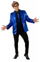 O7794-A blau Herren Pailletten Jackett Discojacke