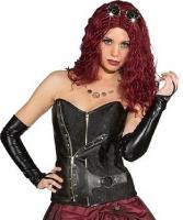 O9534 schwarz Damen Korsage Steampunkkorsage