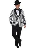M207220 schwarz-weiß Herren Streifen Sakko Charleston Jacke