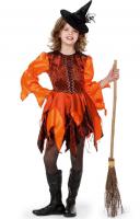 W3417 orange-braun Kinder Hexenkleid Feenkleid