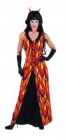 M210130 rot-gelb-schwarz Damen Flammenkleid Teufelkleid