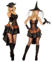 W4531 schwarz-bronze Damen Hexenkleid Banditenkleid