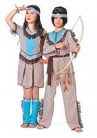 W3894 braun-beige-türkis Kinder Indianer Kostüm Jungen Apache Anzug