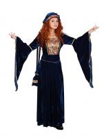 O9119 dunkel blau Damen Mittelalter Burgherrin Hofdame Kostüm Kleid