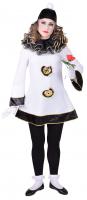 M218169 weiß-schwarz Damen Pierrot Clownkleid Kasperkleid Zirkuskleid