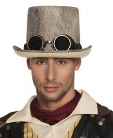 B54513 Herren Steampunk Hut Barock Zylinder mit Brille