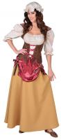 M218125 Damen Mittelalterliche Bauerin Freifrau Magd Kostüm Kleid mit Mütze lang
