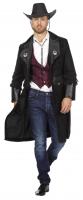 L3303220 schwarz Herren Cowboy Mantel-Jacke Cowboykostüm