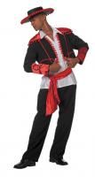 W5269 schwarz-rot-weiß Herren Torero-Stierkämpfer-Spanier Kostüm