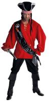 M215209 rot-schwarz Herren Pirat Banditen Kostüm