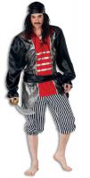 L3301120 schwarz-rot Herren Seeräuber Anzug Räuber Kostüm