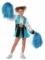 W3744-A schwarz-türkis Kinder Mädchen Cheerleader Highschool Kleid