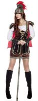 W4758 braun-schwarz-rot Damen Amazonenkleid Legionärenkostüm
