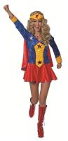 W4260 blau-rot Damen Wondergirl Kleid Supergirl Kostüm
