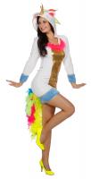 W4232 weiß-bunt Sexy Damen Einhorn Kleid Unicorn Kostüm