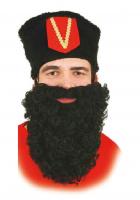 O30204-02 schwarz Damen Herren Bart Kosakenkostüm