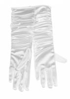 K84250173-0 weiß Damen Satin Handschuhe lang gerafft