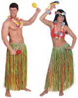 O39911 rot-grün-gelb Damen Hawaii Bastrock Hawaii Kostüm