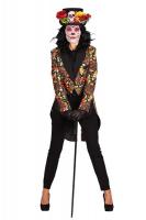 T2359-SKUC bunt Damen Frack Gravedgger Totenkopf Tag der Toten/Mexican Skull