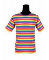 T2595-9900 bunt Damen-Herren Kurzarm Ringelhemd Rainbow Clown