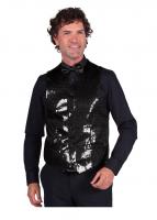 T0978-0100 schwarz Herren Pailletten Weste Show Kostüm