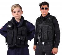 T2962/T2963-0100 schwarz Kinder Damen Herren SWAT Weste Polizei Kostüm