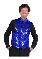 T0978-0400 blau Herren Pailletten Weste Show Kostüm