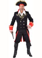 M217203 schwarz-rot Herren Pirat Offiziers Admiral Mantel-Jacke Napoleon