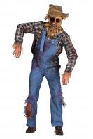 T2360 blau-bunt Herren gruselige Vogelscheuche Kostüm Hemd Latzhose