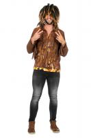 W5335 braun-bunt Herren Hippie Bluse-Hemd Party Kostüm