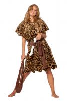 W4672 braun-beige Damen Höhlenbewohner Kostüm Neandertalerin