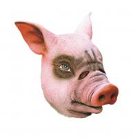 O40347 rosa Damen Herren Überziehmaske Schwein Schweinemaske