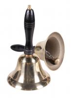 T2146 goldfarbend-schwarz Weihnachtsmann Glocke deluxe mit Holzgriff