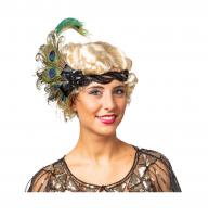 O43081 schwarz Stirnband 20er Jahre Deluxe mit Pfauenfedern Einheitsgröße