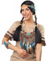 O48200 mehrfarbig Damen Indianer Schmuck Set 3 Teilig Halsband Kopfband und Armband