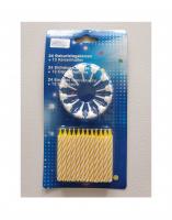 Ri5053 gelb-weiß Geburtstags Kerzen mit Halter Happy Birthday