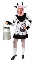 O1026 schwarz-weiß Damen Kuh Kuhkleid Kuhkostüm mit Kapuze