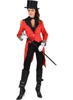 M222111 rot-schwarz Damen Zirkusdirektorin Zirkusdame Frack