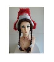 N17 weißer Funkenhut mit rot-silberborte Marabu-rot