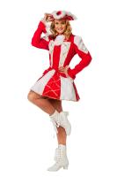 W4368 rot-weiß mit Goldborte Damen Gardekostüm Tanzmariechen 2 Teile (Oberteil,Rock)