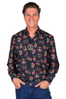 T3895-PEAC mehrfarbig alle Jahreszeiten Herrenhemd Hippiehemd Partyhemd