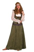 T3791 Damen Maid Marian Robin Hood Burgfrau Kostüm Kleid