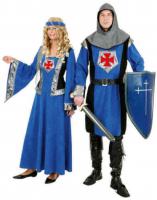 O9217 blau-schwarz Damen Ritterkostüm Burgdame Burgfräulein